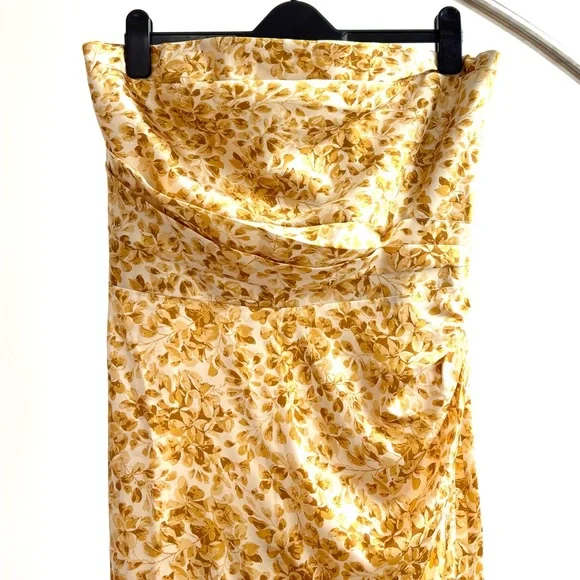 Reformation Barrow Silk Dress In Goldfinch NEW